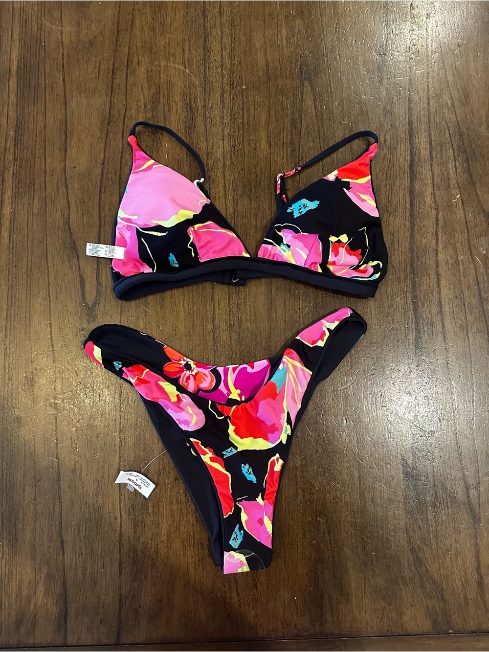 Maaji Reversible Bikini Set Size L NWOT Floral Black Two Piece Swim